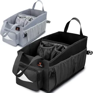 Car Seat and Trunk Organizer, SUV Front or Back Seat Storage - Passenger Floor, Under or Between Seats Organization, Car Gifts for Men and Women (Black)