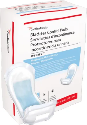 Cardinal Health™ Bladder Control Pad, Sure Care™ 1110B, Moderate Absorbency, Small, Blue, 4 x 10.75IN, Bag of 20