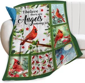 Cardinal Print Blanket Red Birds Memorial Throw Blankets Gifts for Couch Sofa Bed Stuff Decor Lightweight Soft Cozy Fleece Plush Warm Flannel Bedding for Lover Men Women Teen Adults 40"x50"