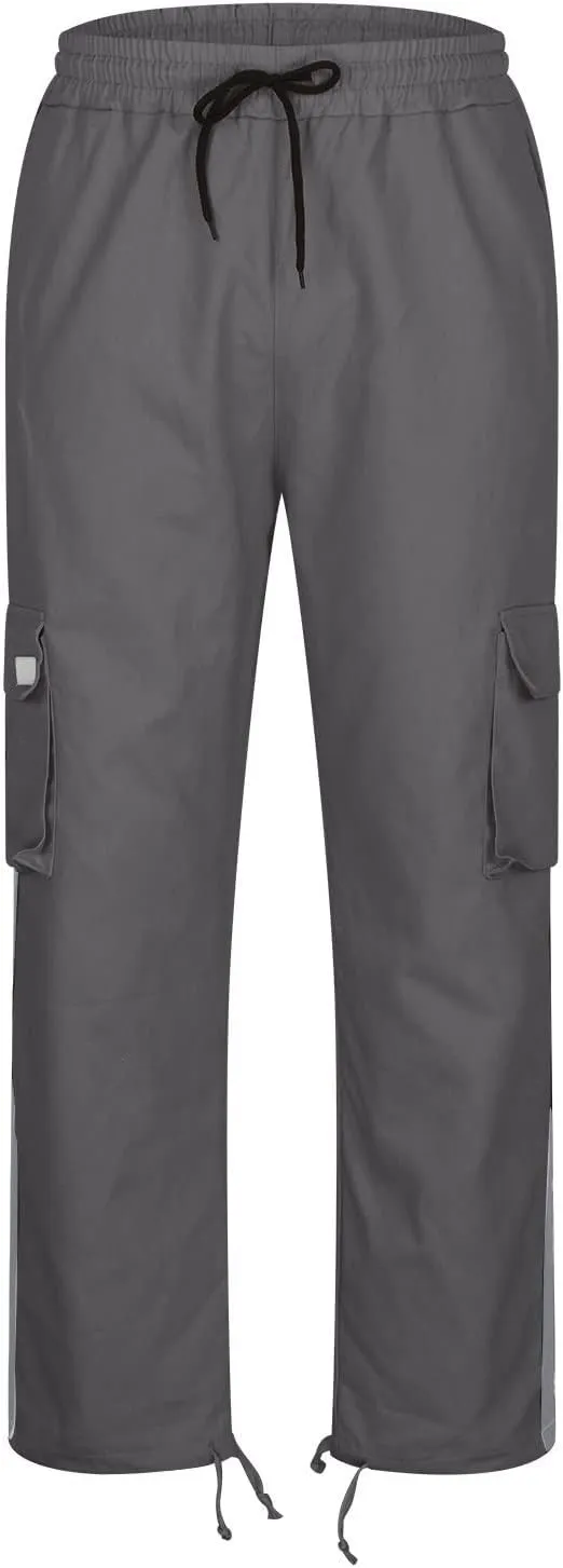 Cargo Pants for Men Relax Fit Elastic Waist Drawstring Pants Fishing Travel Outdoor Stretch Trousers with Pockets