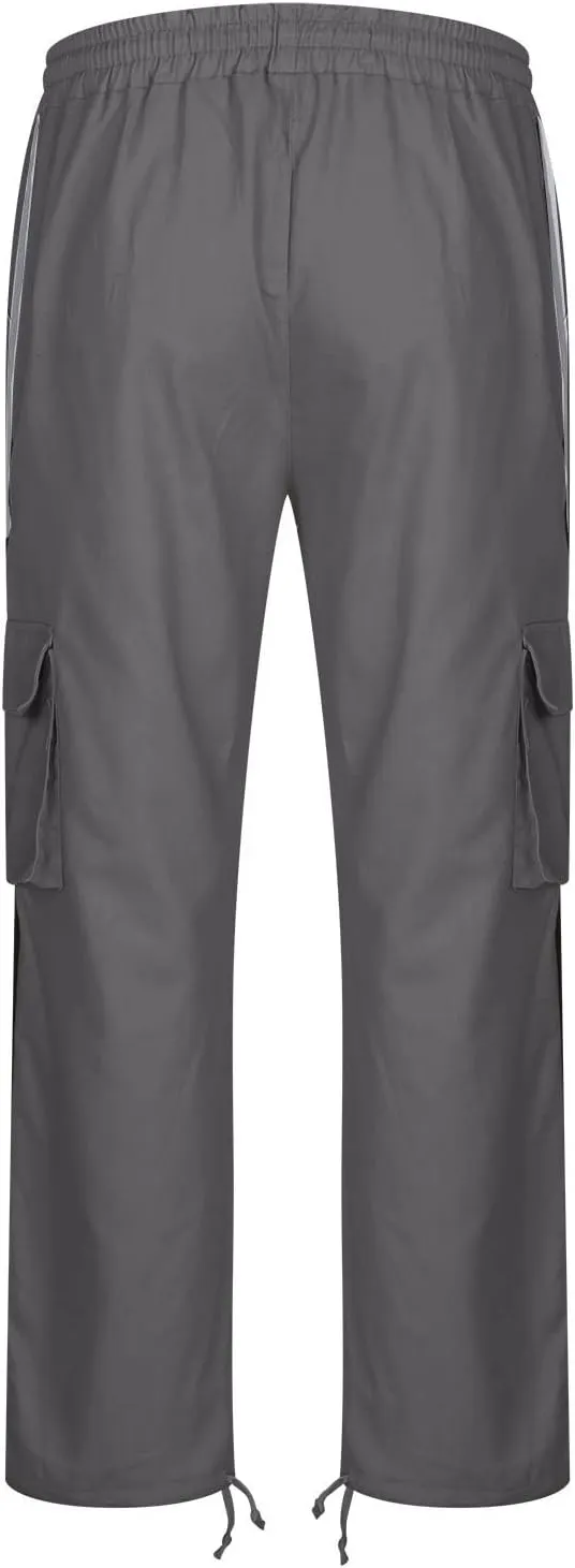 Cargo Pants for Men Relax Fit Elastic Waist Drawstring Pants Fishing Travel Outdoor Stretch Trousers with Pockets