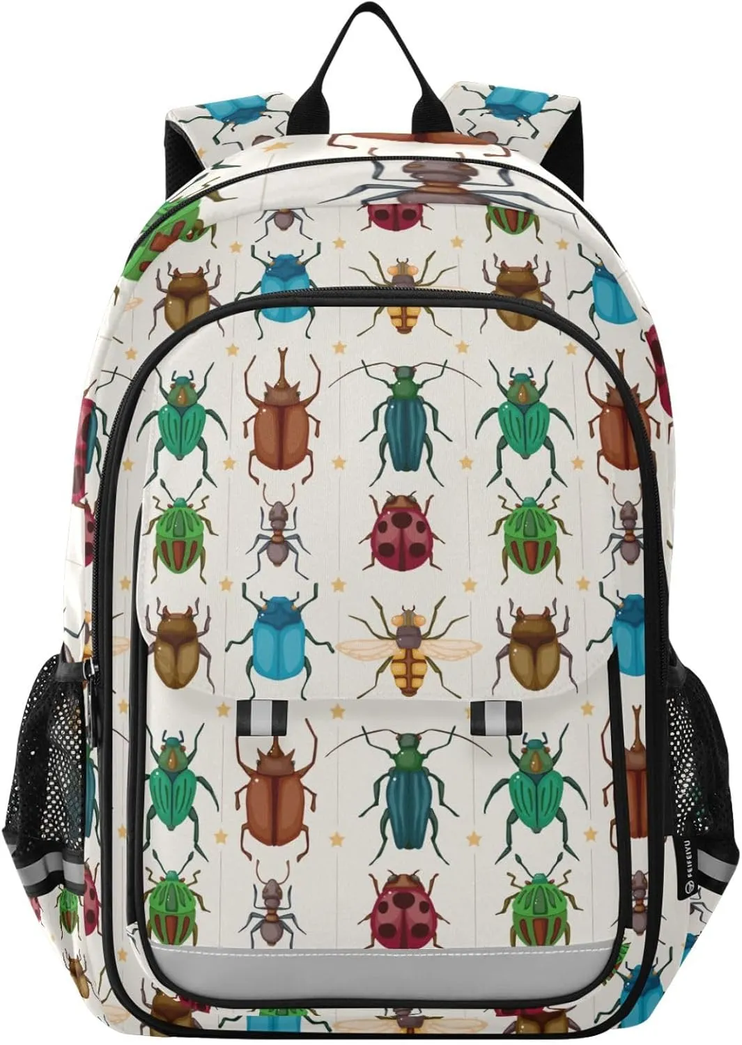 Cartoon Insect Bug School Backpack Laptop Travel Daypack for Kids Girls Boys, Personalized Computer Notebooks Bookbag with Adjustable Padded Straps
