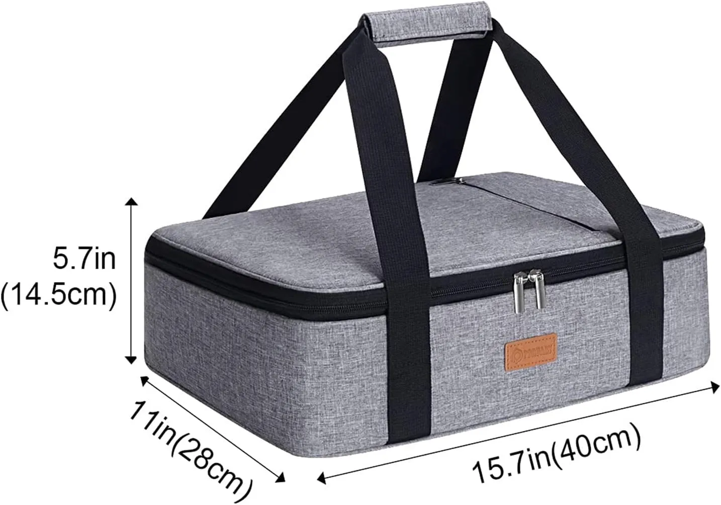 Casserole Carrier for Hot or Cold Food, Expandable Insulated Bag, Perfect Lasagna Holder Tote for Potlucks, Picnics, Beaches, Traveling, Fits 15.7" * 11" Baking Dish, Lunch Bag Gray (1PC)