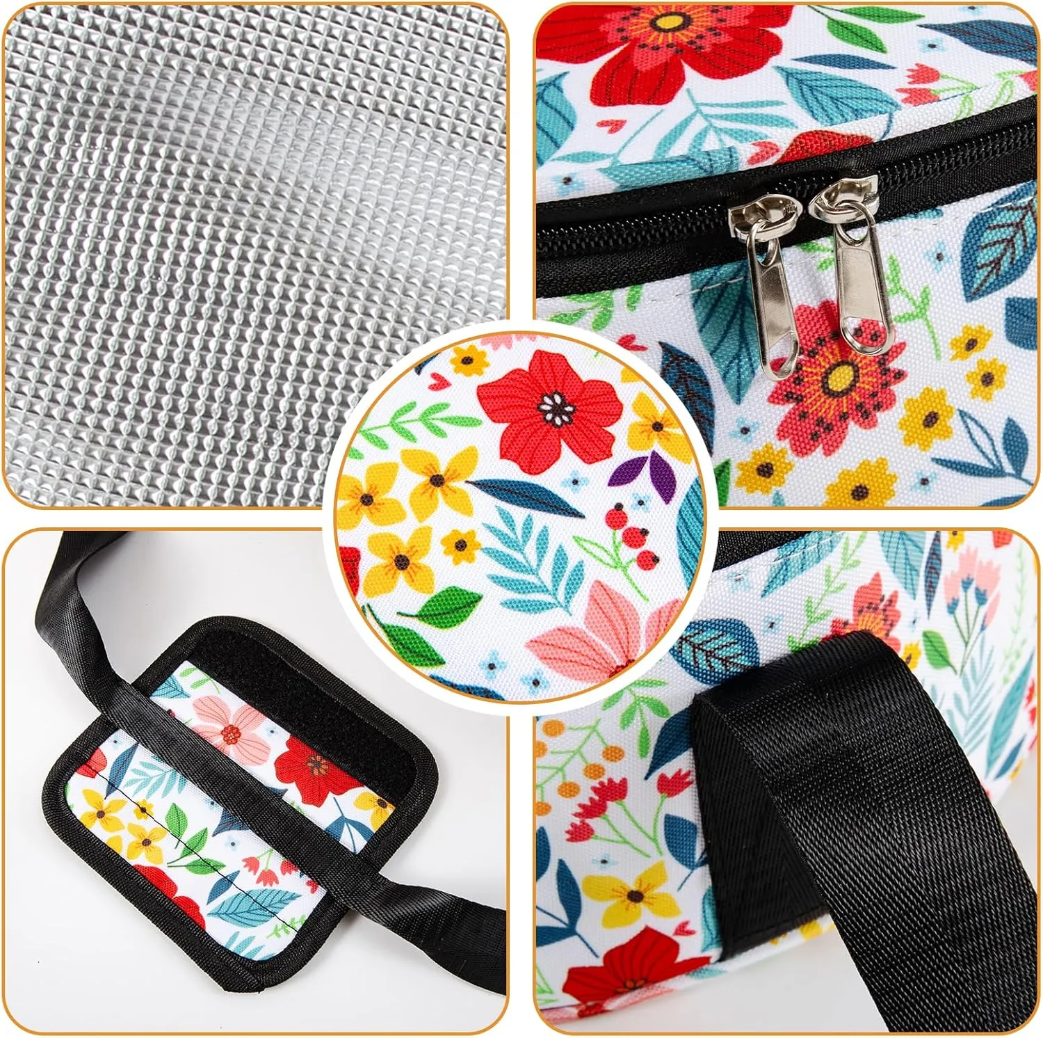 Casserole Carrier,12.5 Pie Carrier, Insulated Casserole Carrier Storage Bag with Carry Handles, 2 Compartments Insulated Lunch Bag Potluck Carrier Salad Bowl Holder (Floral)