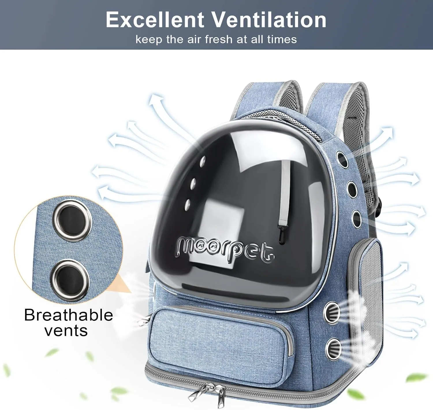Cat Backpack Carrier, Breathable Cat Bubble Backpack Large Space Cat Carrier Backpack for Kitty Small Dog, Foldable Airline Approved Cat Backpack, Transparent Cat Travel Backpack Up to 20 lbs (Blue)