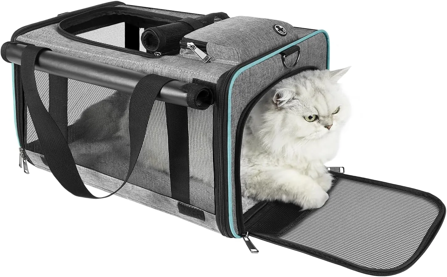 Cat Carrier Alaska Airline TSA Approved 17x11x9.5 Soft-Sided Small Pet Air Travel Carry Bag, Southwest Airplane Kitten 12lbs Crate in Cabin Under-Seat Traveling Cage Tiny Dog Under 8 Pound