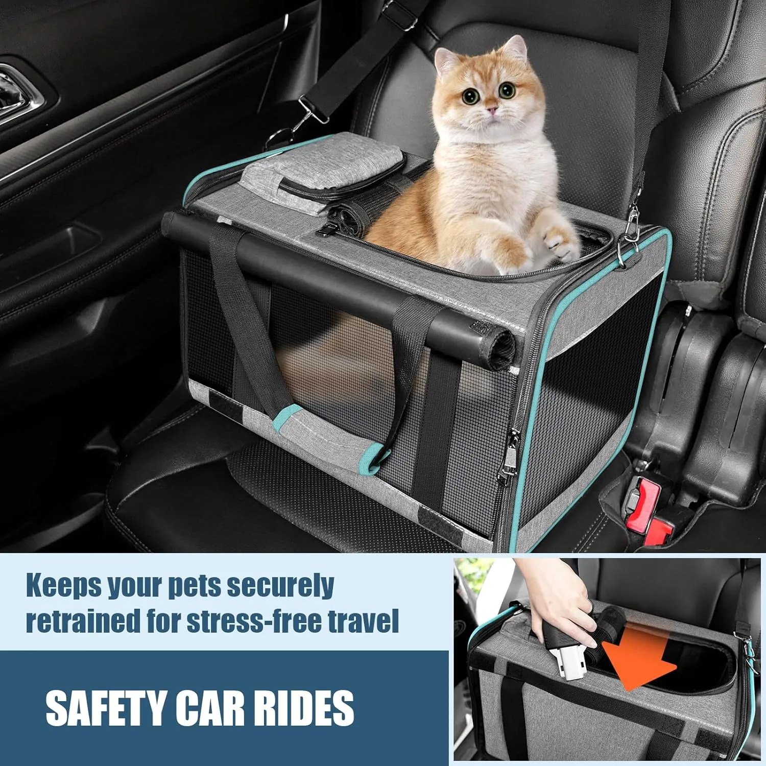 Cat Carrier Alaska Airline TSA Approved 17x11x9.5 Soft-Sided Small Pet Air Travel Carry Bag, Southwest Airplane Kitten 12lbs Crate in Cabin Under-Seat Traveling Cage Tiny Dog Under 8 Pound