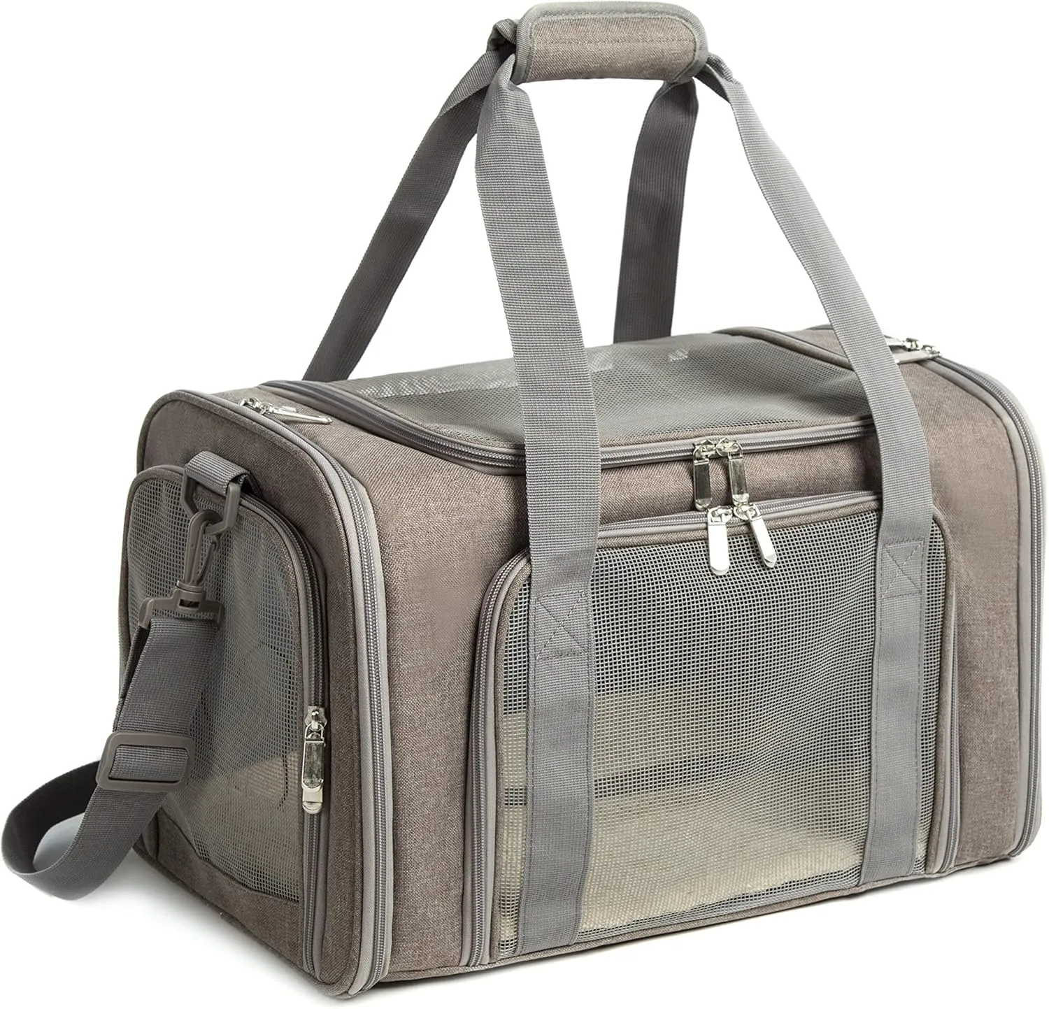 Cat Carrier Dog Carrier Pet Carrier Cat Bags for Small Medium Cats Dogs Puppies of 15 Lbs,of Airline Approved Small Dog Bag Soft Sided,Collapsible Travel Puppy Carrier (Medium, Grey)