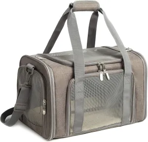 Cat Carrier Dog Carrier Pet Carrier Cat Bags for Small Medium Cats Dogs Puppies of 15 Lbs,of Airline Approved Small Dog Bag Soft Sided,Collapsible Travel Puppy Carrier (Medium, Grey)