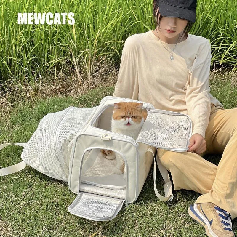 Cat Carrier Shoulder Bag Expandable Tote Foldable Pet Handbag
