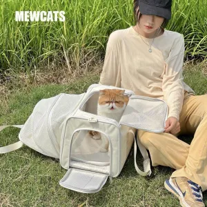 Cat Carrier Shoulder Bag Expandable Tote Foldable Pet Handbag