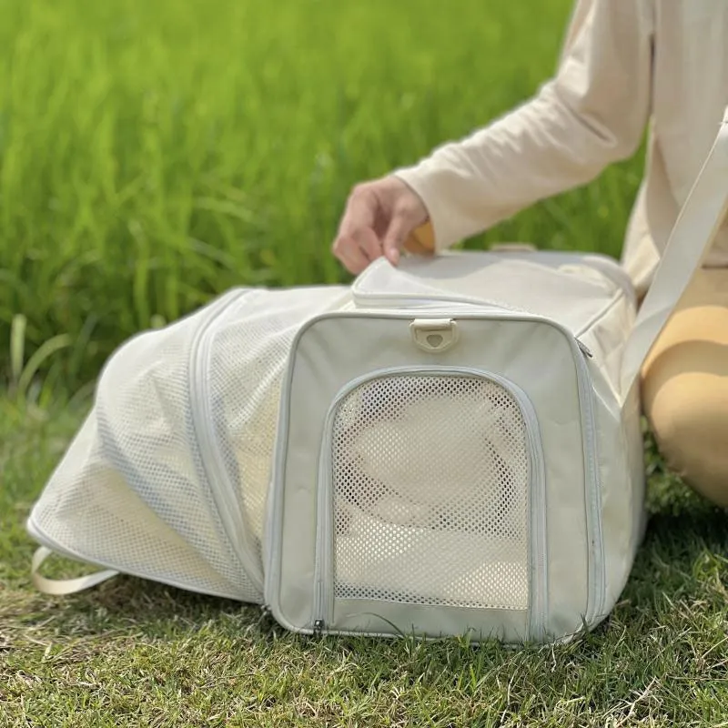 Cat Carrier Shoulder Bag Expandable Tote Foldable Pet Handbag