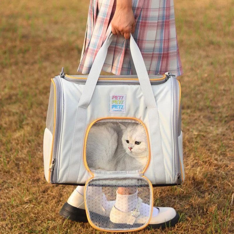 Cat Carrier Shoulder Bag Expandable Tote Foldable Pet Handbag