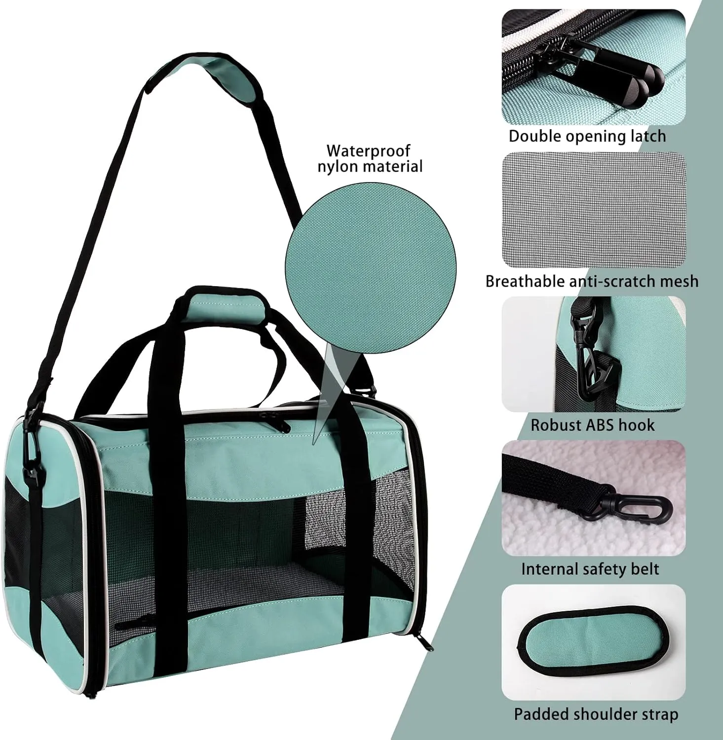 Cat Carrying Case - Pet Carrier, Up to 30Lbs Soft Sided Protable and Breathabl Pet Travel Carrier, Pet Travel Carrier Removable Fleece Pad, Collapsible for Large Cats Small Dogs(X-Large, Green)