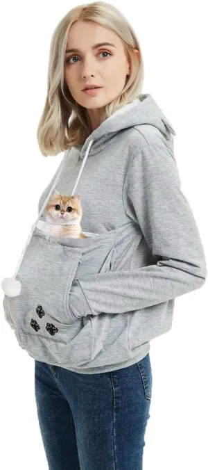 Cat Hoodie Pouch Kitten Puppy Carrier Hood Sweatshirt Pet Pocket Holder Top