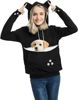 Cat Hoodie Pouch Kitten Puppy Carrier Hood Sweatshirt Pet Pocket Holder Top