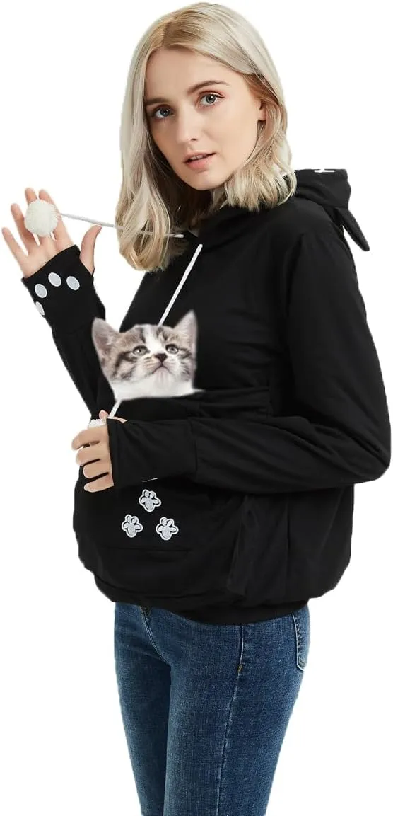 Cat Hoodie Pouch Kitten Puppy Carrier Hood Sweatshirt Pet Pocket Holder Top