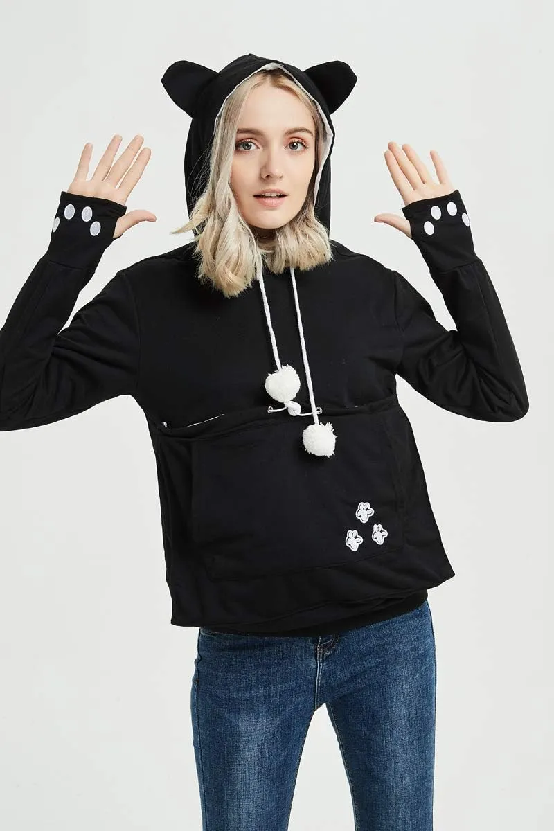 Cat Hoodie Pouch Kitten Puppy Carrier Hood Sweatshirt Pet Pocket Holder Top
