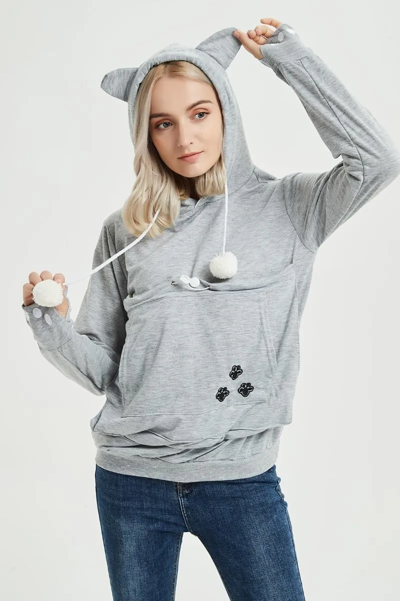 Cat Hoodie Pouch Kitten Puppy Carrier Hood Sweatshirt Pet Pocket Holder Top