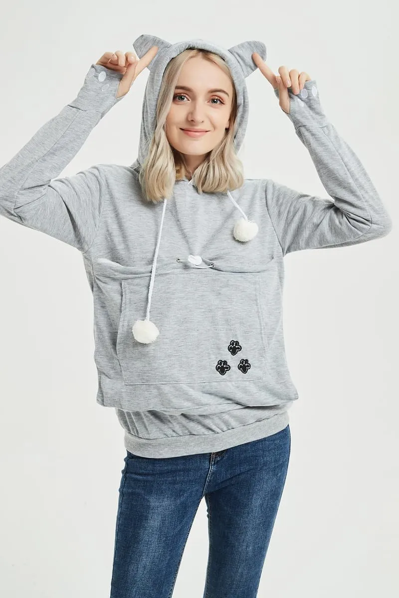 Cat Hoodie Pouch Kitten Puppy Carrier Hood Sweatshirt Pet Pocket Holder Top