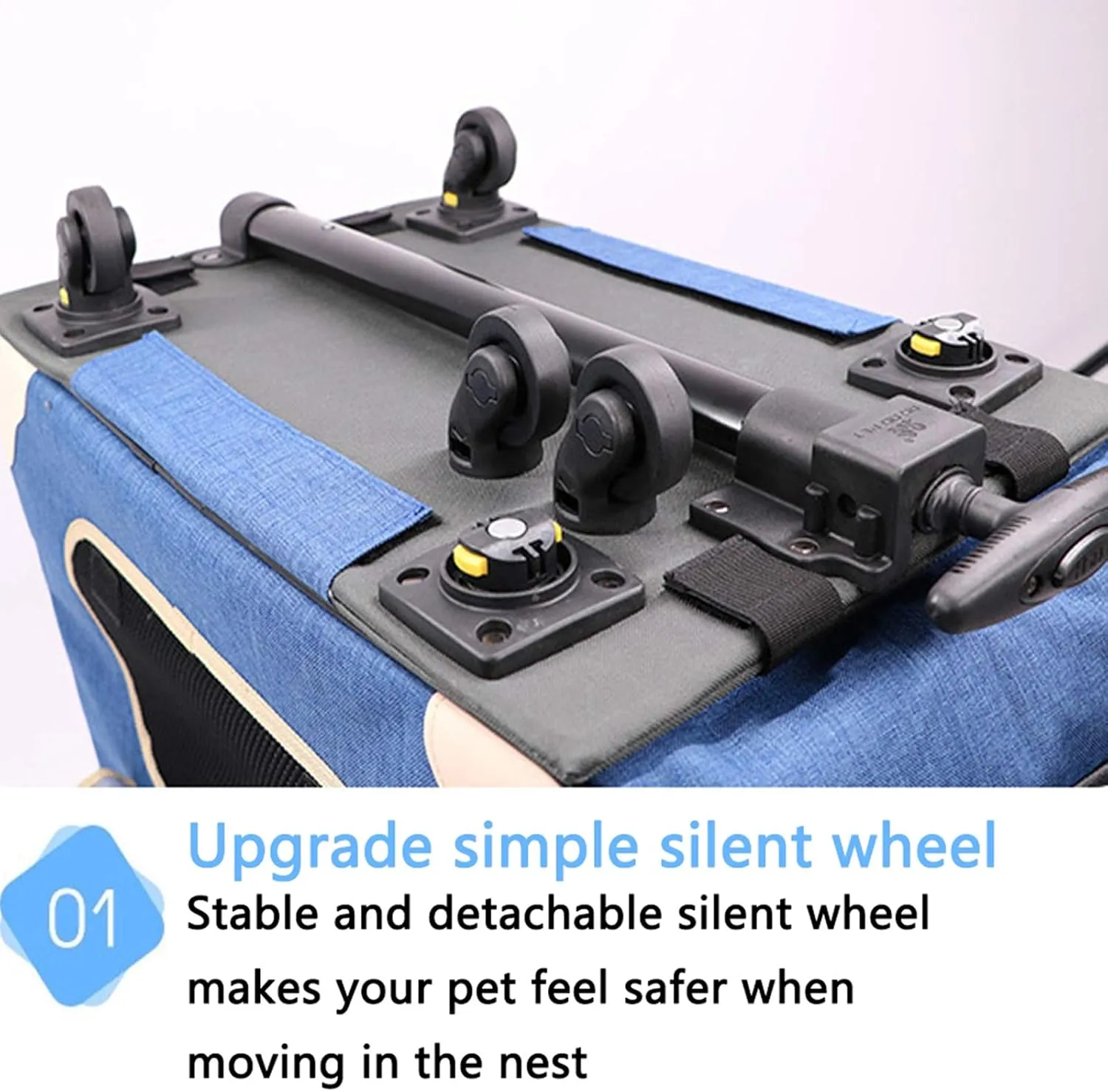 Cat Wheel Dog Carrier Rolling Pet Carrier with Removable Wheeled Luggage Bag,Portable Collapsible Travel Carry Crate with Durable Mesh Panels and Telescopic Walking Handle