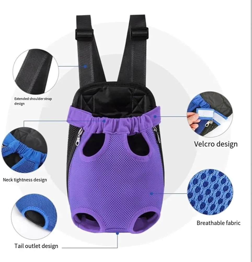 Celery Pets Pet Travel Leg-Out Backpack, Adjustable Front Cat Dog Carrier Backpack Travel Bag, Pet Legs Out Carrier Backpack Carrier, Free Your Hands for Easy Trave (Purple, Medium)