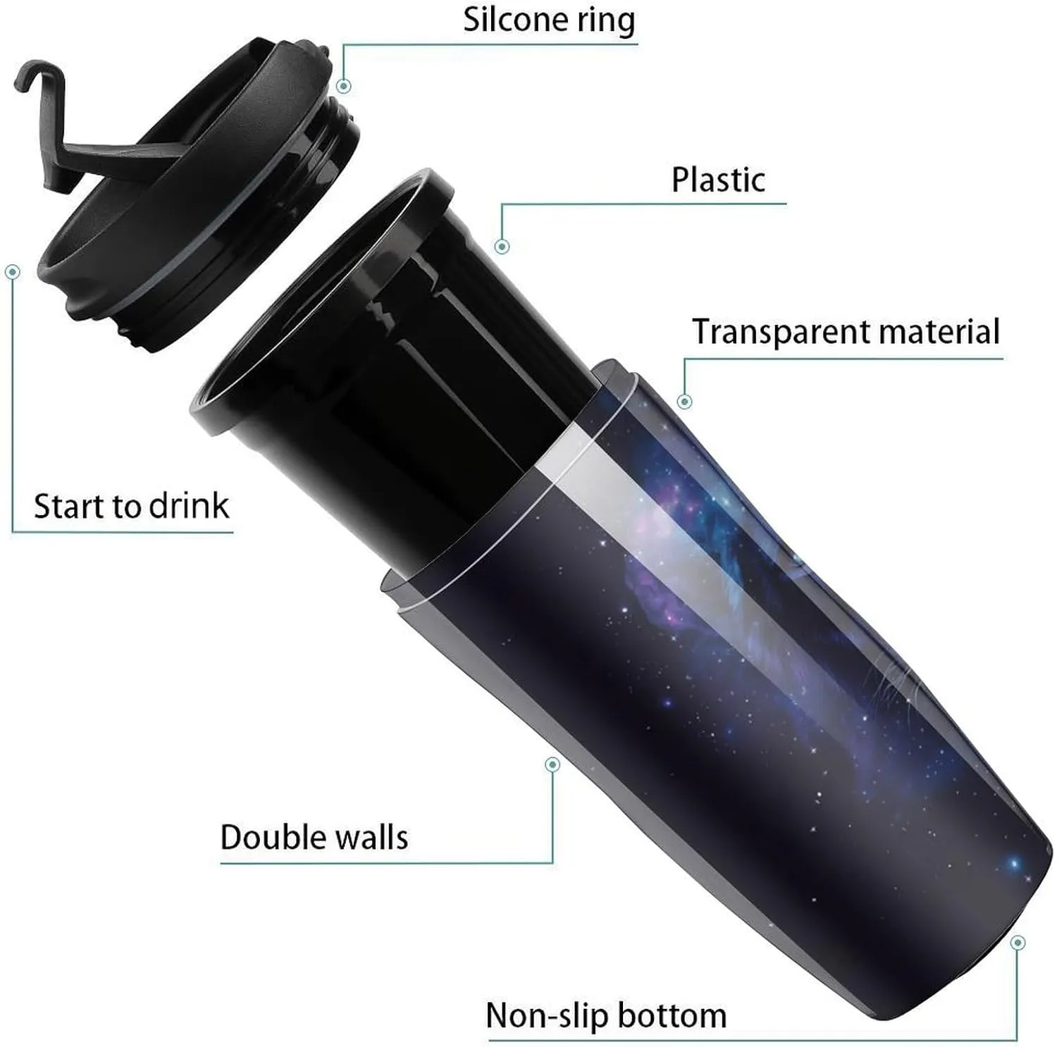 Celestial Lion Coffee Mug with Lid Portable Tumbler Water Bottle for Travel Business 350ml