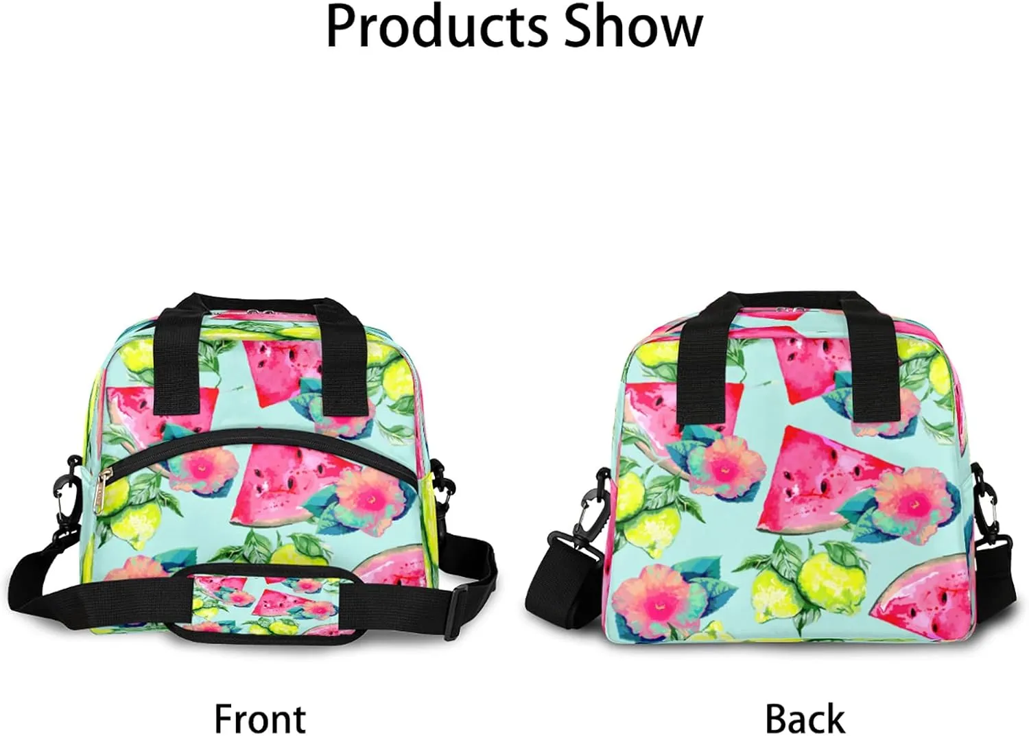 cfpolar Insulated Lunch Bag Fruit Lemon Watermelon Lunch Box Reusable Leakproof Meal Prep Lunch Bag Cooler Tote Bag with Removable Adjustable Shoulder Strap for Women Men Travel Picnic Work School