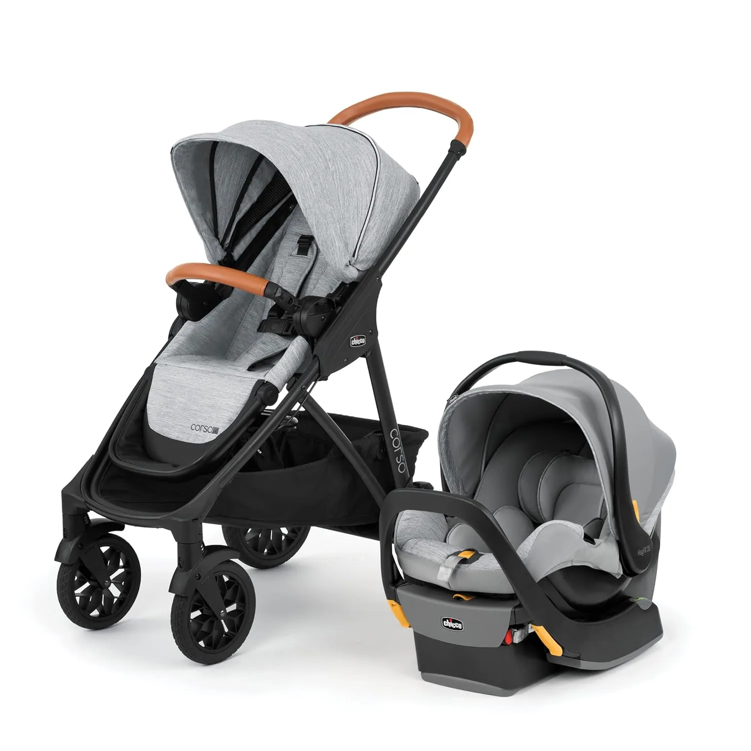 Chicco Modular Travel System - Corso LE Stroller, KeyFit 35 Infant Car Seat and Base - Stroller and Car Seat Combo in Veranda/Grey
