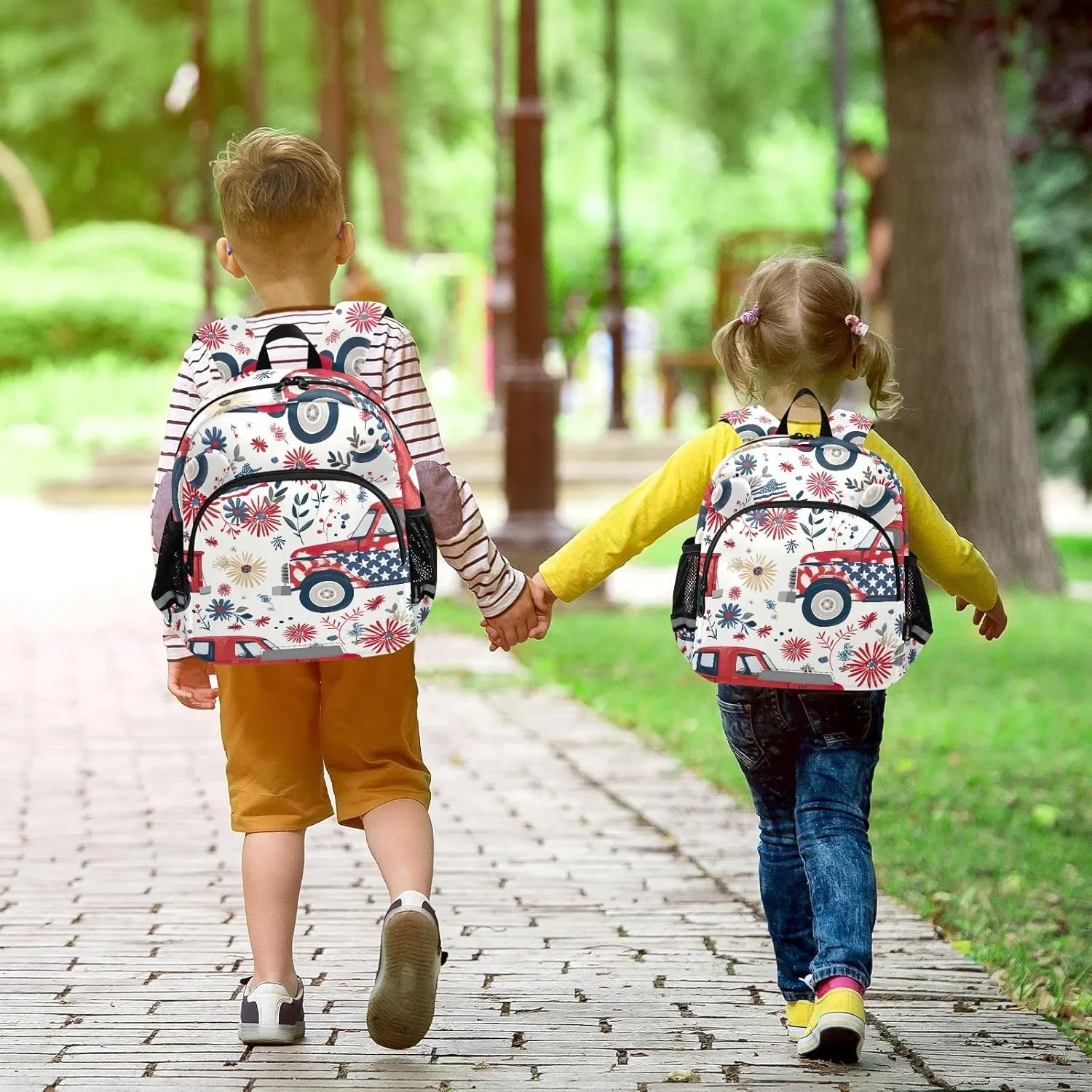 CHIFIGNO American Independence Day Theme Toddler Boy Backpack with Leash, Mini Travel Bookbag Little Kid's Backpack for Preschool Kindergarten Elementary
