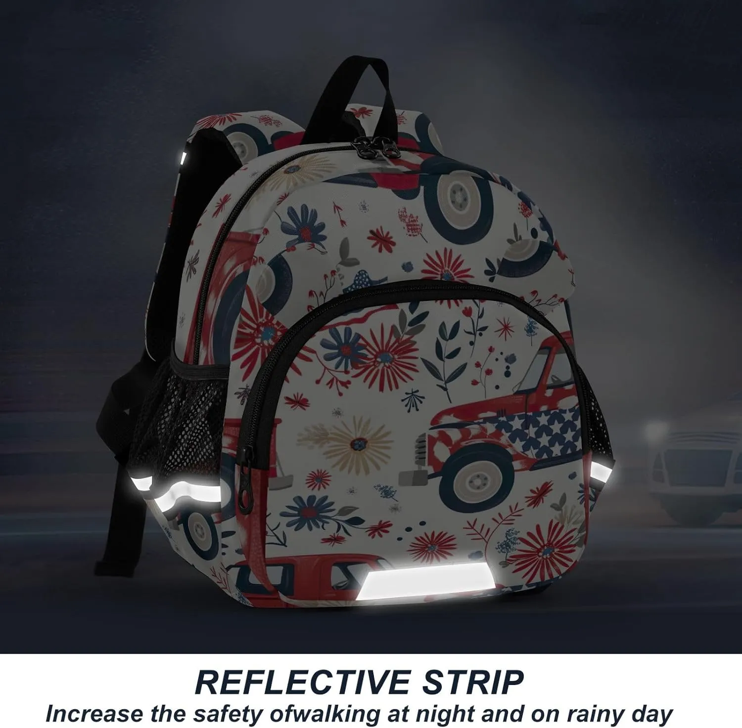 CHIFIGNO American Independence Day Theme Toddler Boy Backpack with Leash, Mini Travel Bookbag Little Kid's Backpack for Preschool Kindergarten Elementary