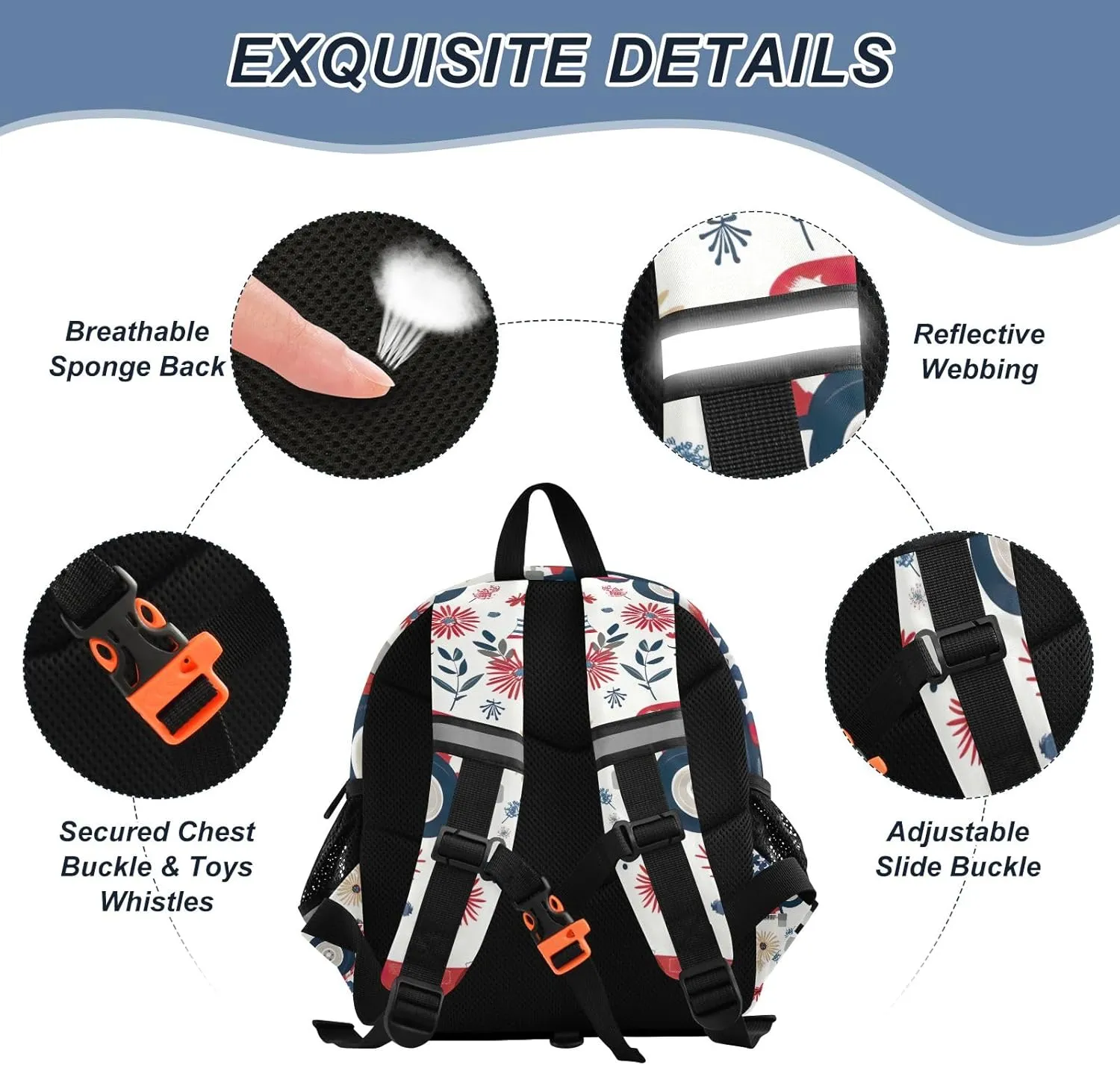 CHIFIGNO American Independence Day Theme Toddler Boy Backpack with Leash, Mini Travel Bookbag Little Kid's Backpack for Preschool Kindergarten Elementary