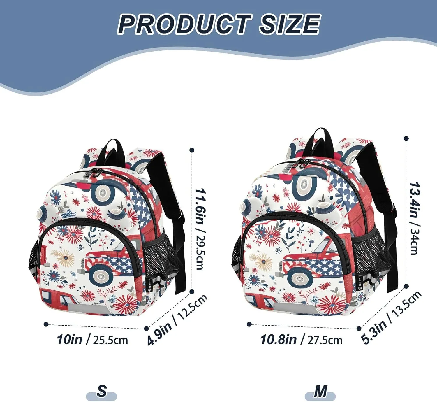 CHIFIGNO American Independence Day Theme Toddler Boy Backpack with Leash, Mini Travel Bookbag Little Kid's Backpack for Preschool Kindergarten Elementary