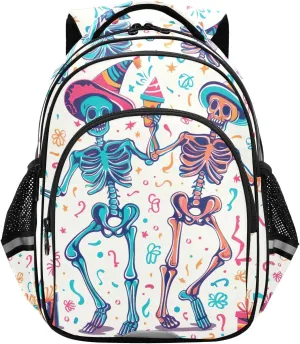 CHIFIGNO Backpack for School Travel Laptop Bookbag Lightweight Backpacks for Teens with Reflective Stripes, Dancing Skeletons