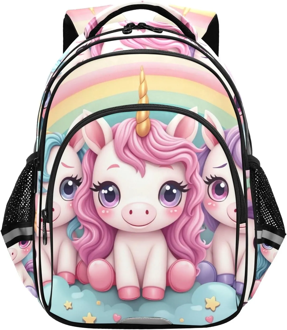 CHIFIGNO Cute Unicorn Rainbow Backpack for School Book Bag for Girls Boys Lightweight Backpacks for Teens with Reflective Stripes
