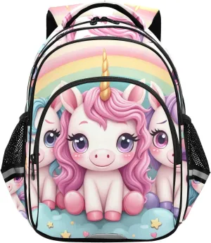 CHIFIGNO Cute Unicorn Rainbow Backpack for School Book Bag for Girls Boys Lightweight Backpacks for Teens with Reflective Stripes