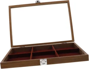 CHILDWEET Jewelry Compartment Box Wooden Watch Case Handwoven Flat Wicker Organizer Necklace Display Vintage Storage