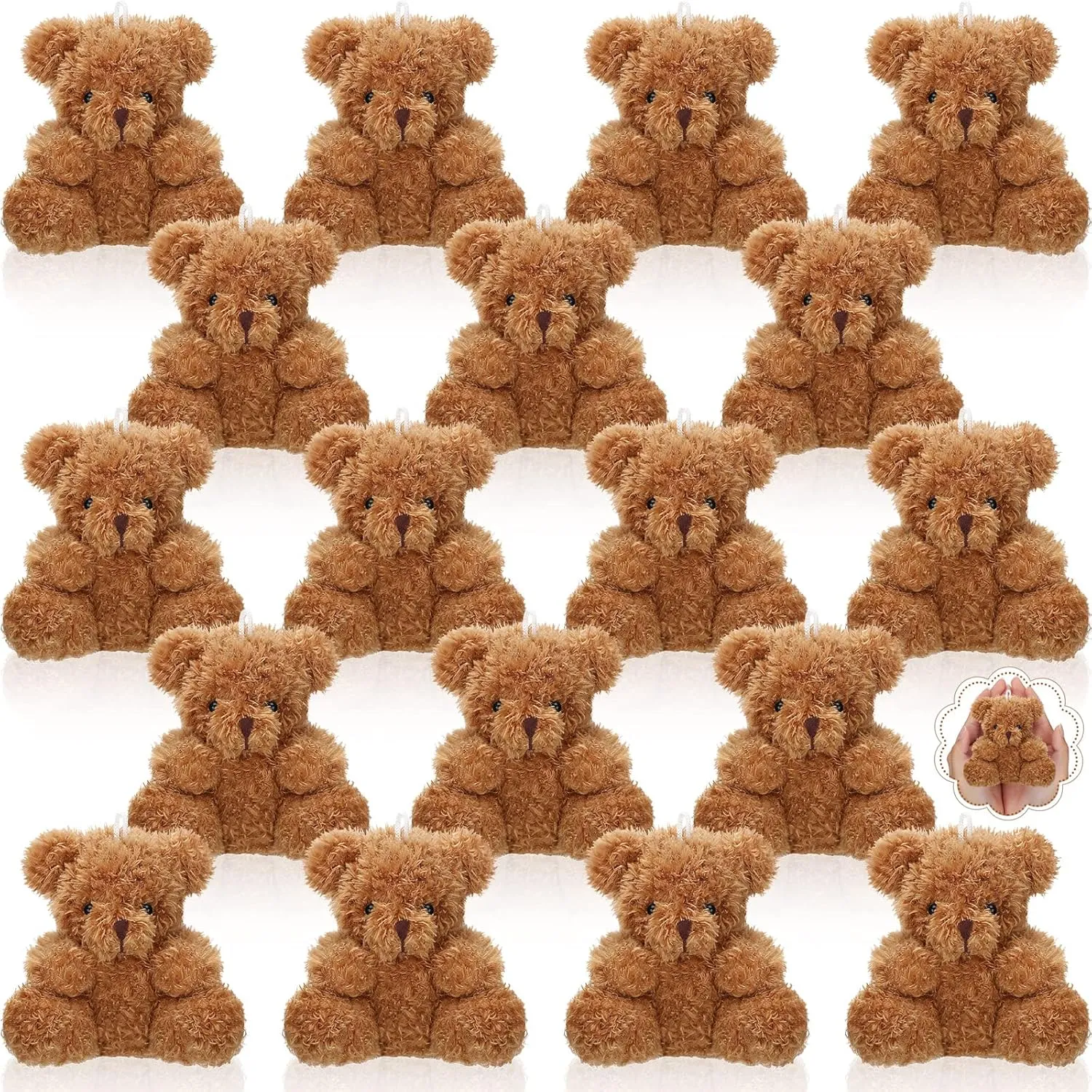 Chivao 20 Pcs Mini Plush Bears 4'' Small Bear Bulk Stuffed Animal Toys Tiny Soft Bear Doll Present Stuffers for Baby Shower Favors Wedding Party(Brown)