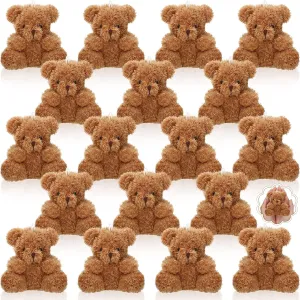 Chivao 20 Pcs Mini Plush Bears 4'' Small Bear Bulk Stuffed Animal Toys Tiny Soft Bear Doll Present Stuffers for Baby Shower Favors Wedding Party(Brown)