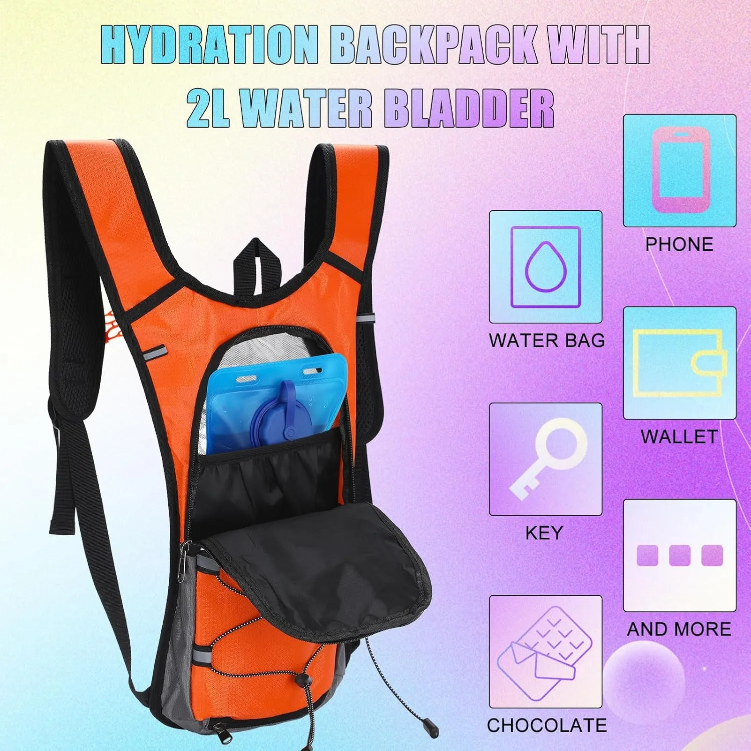 Chunful 6 Pack Running Hydration Backpack Festival Hydration Packs Lightweight Water Backpack with 2L Hiking Water Bladder for Women Men Running Cycling Climbing Hiking