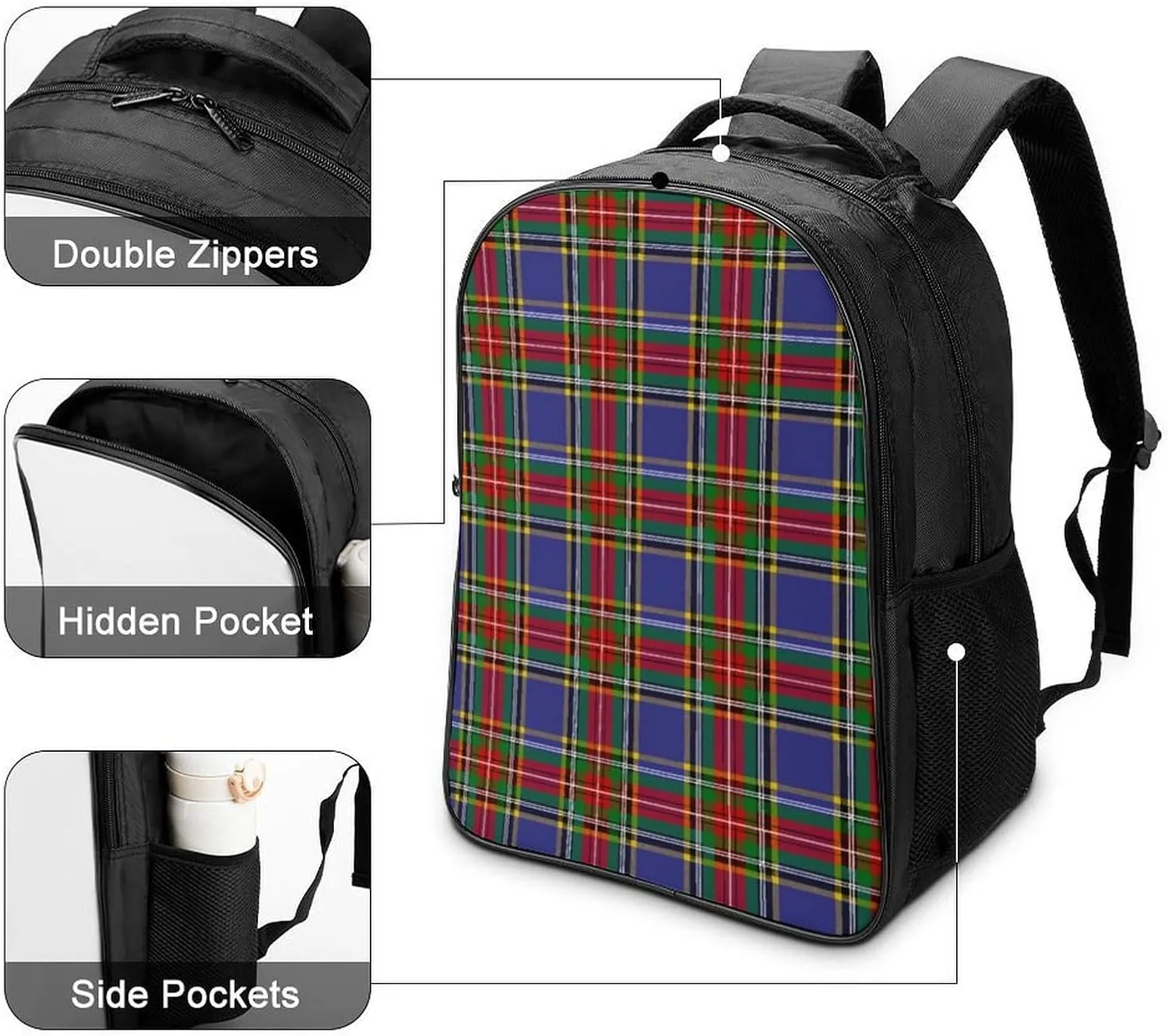 Clan MacBeth Tartan Double Compartment Large Capacity Backpack Unisex
