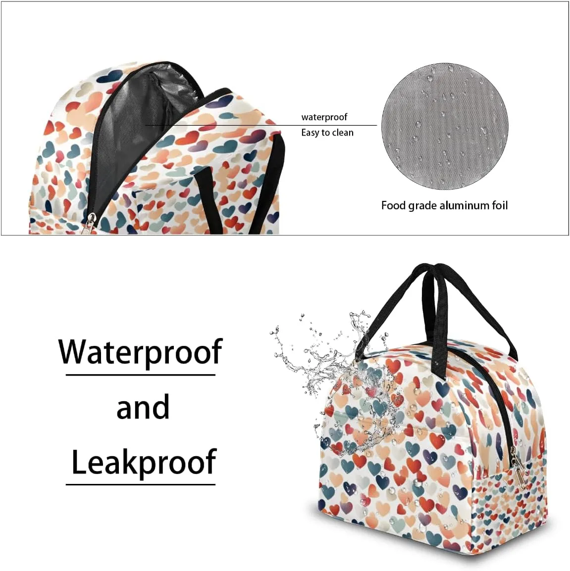 Classic Romance Theme Lunch Tote Bag Reusable Insulated Bags Waterproof Adult Portable Meal Cooler Pack for Women Men Picnic Office Work Travel