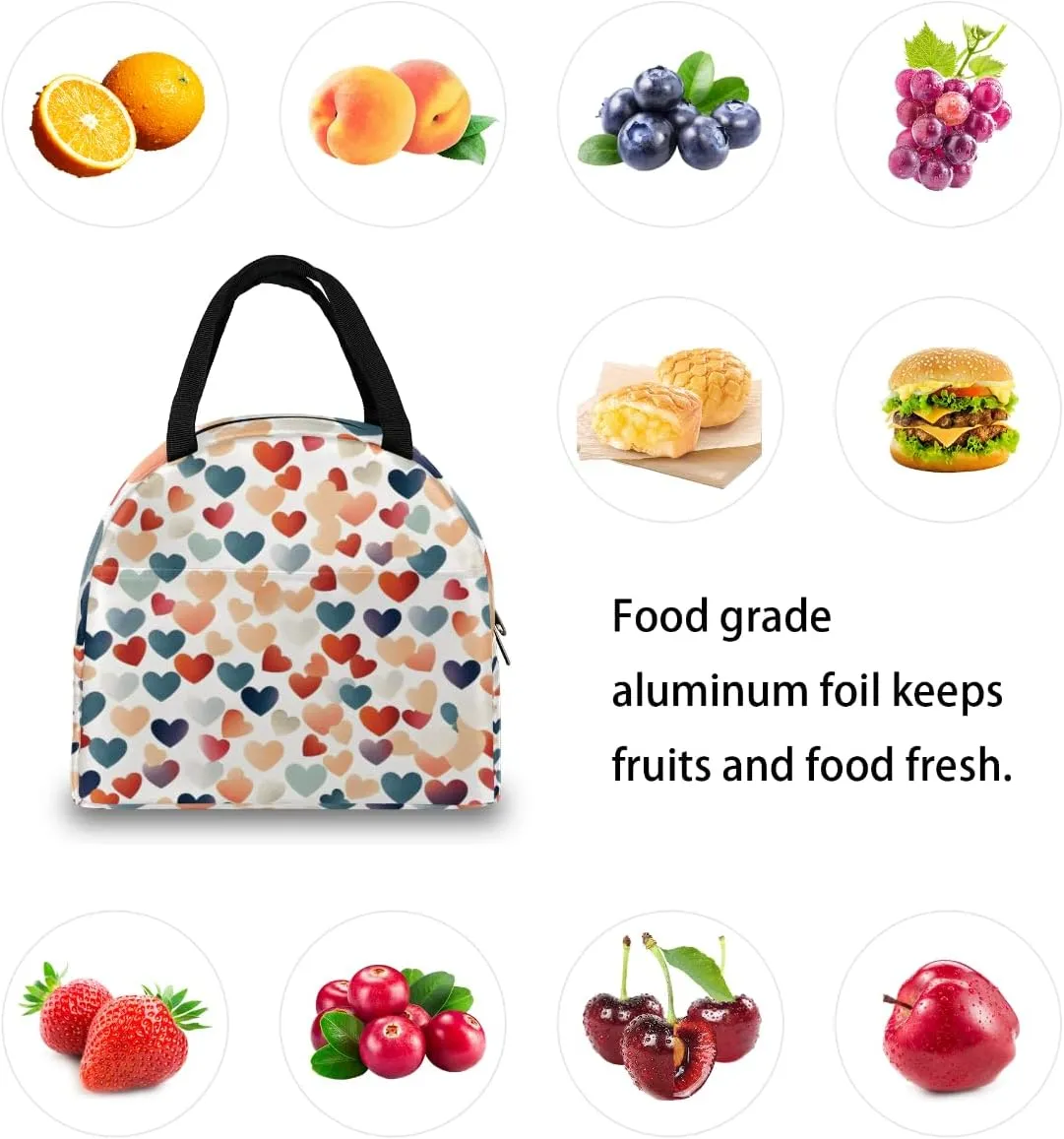 Classic Romance Theme Lunch Tote Bag Reusable Insulated Bags Waterproof Adult Portable Meal Cooler Pack for Women Men Picnic Office Work Travel