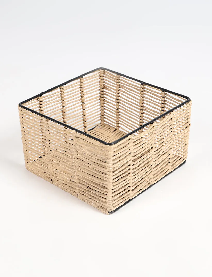 Classic Small Square Cane Storage Basket