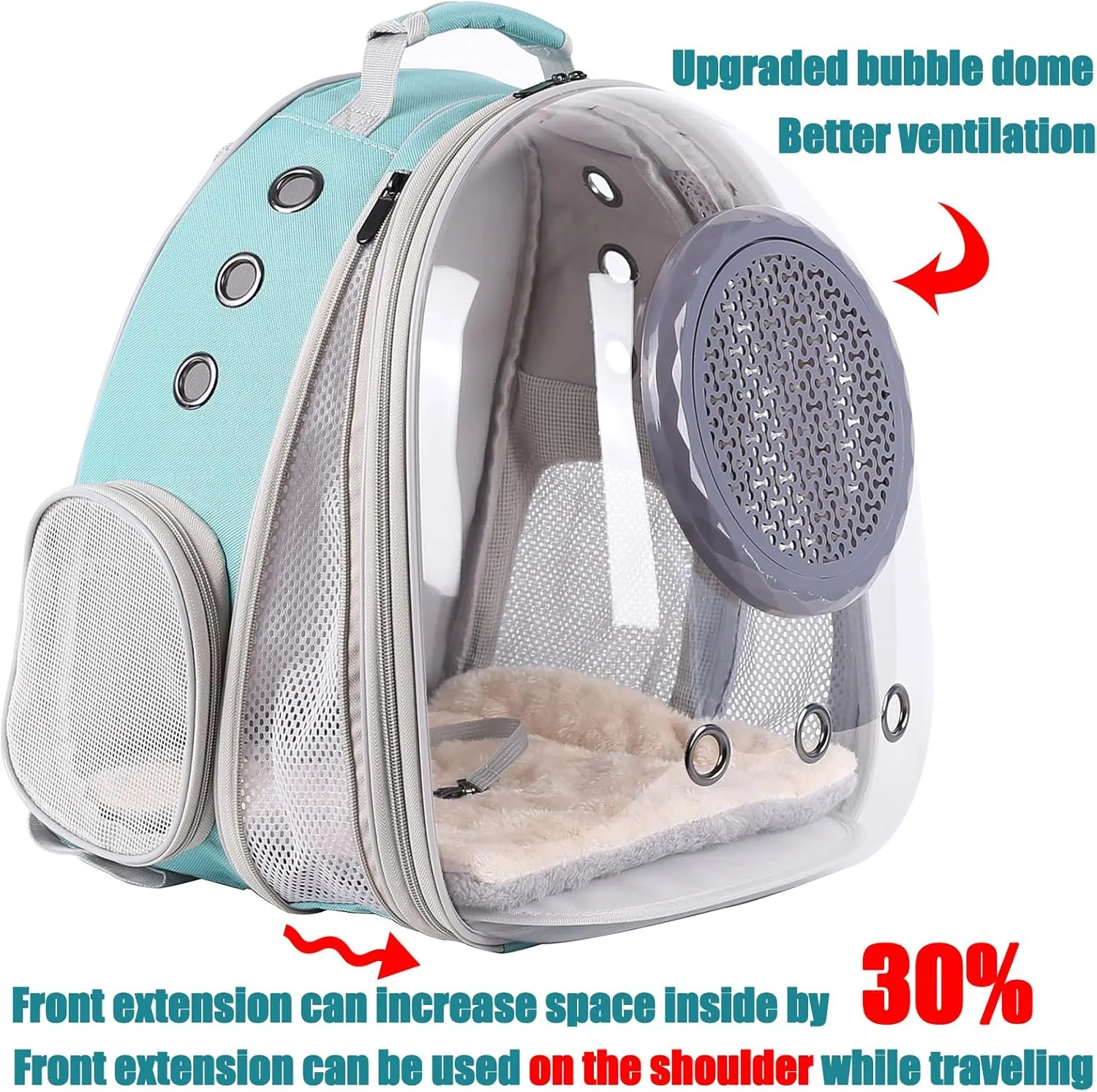 Clear Cat Backpack Carrier, Space Capsule Astronaut Bubble Window with Front Extension to Carry Transport Pet Carrier Backpack for Cat Small Puppy Bunny, Back for 20 Pounds Cat Bookbag