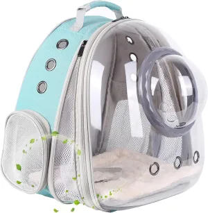 Clear Cat Backpack Carrier, Space Capsule Astronaut Bubble Window with Front Extension to Carry Transport Pet Carrier Backpack for Cat Small Puppy Bunny, Back for 20 Pounds Cat Bookbag