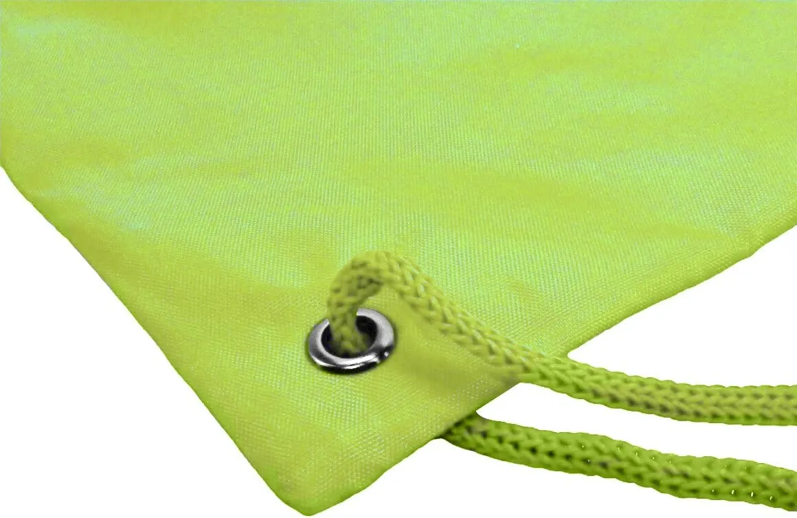 Closeout Services Corp. Wholesale Bulk Lot of 30 Vibrant Tie-Dyed Polyester Cinch Sack Backpacks, Open Cargo Design with Durable Rope Straps for Gym, Travel, and Events - Lime Green