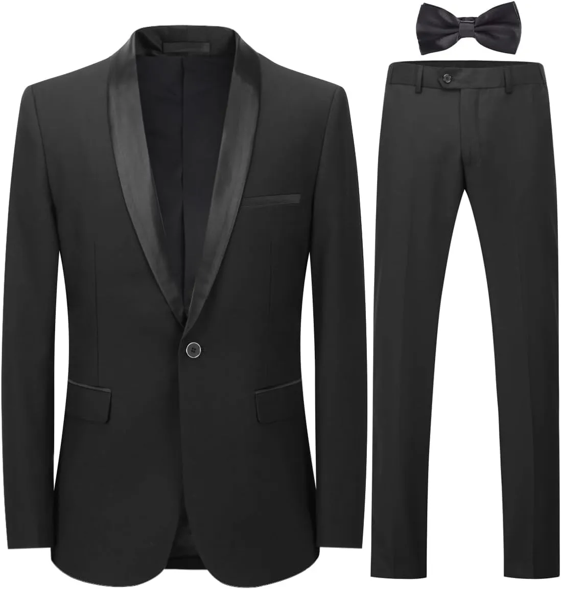 Cloudstyle Mens Tux Suits 2-Piece Shawl Collar Solid Prom Party Jacket Coat Pants Sets…