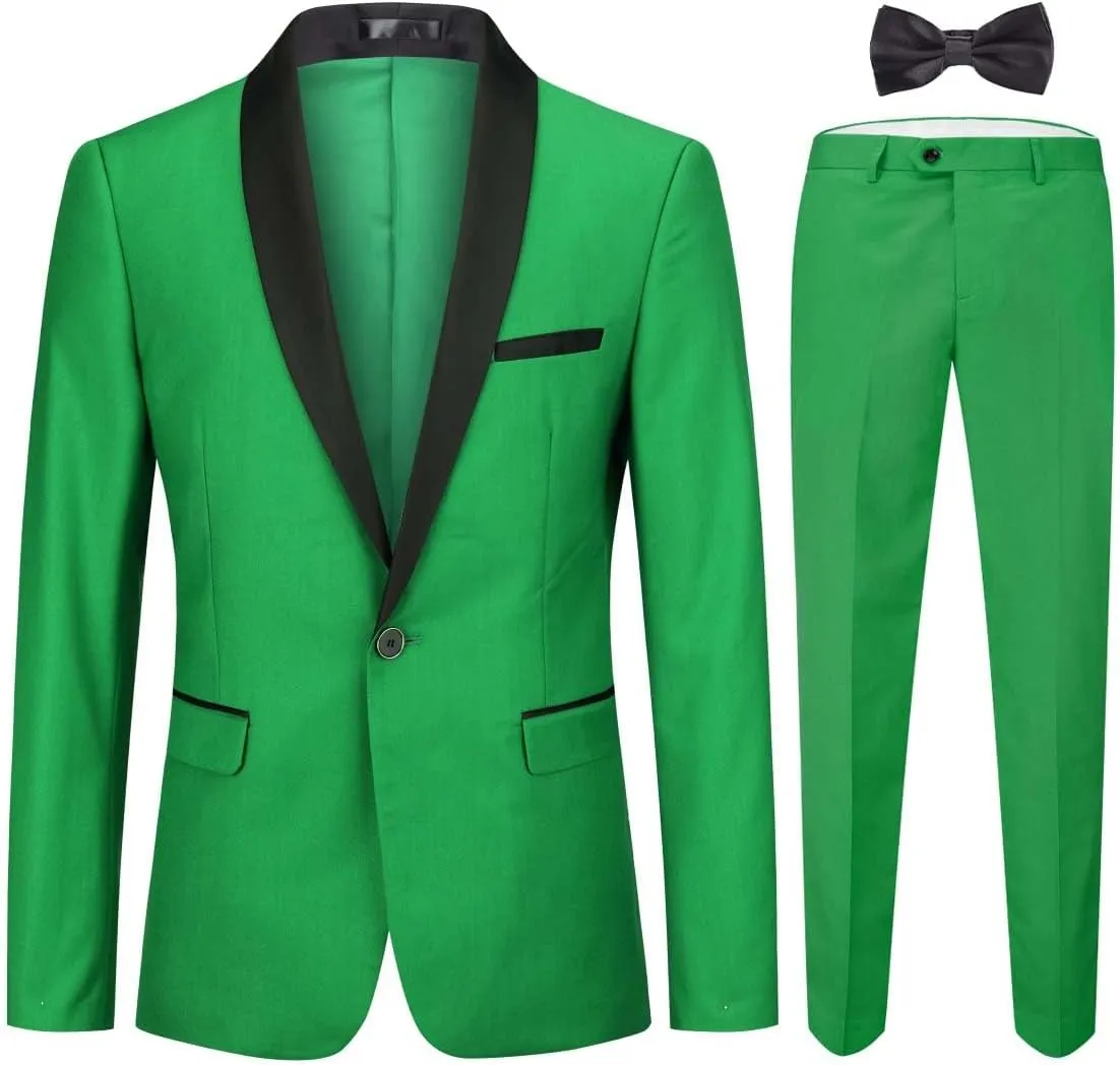 Cloudstyle Mens Tux Suits 2-Piece Shawl Collar Solid Prom Party Jacket Coat Pants Sets…
