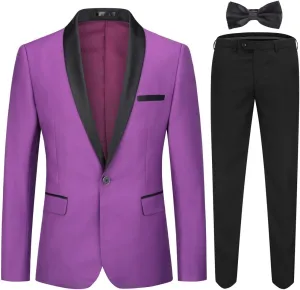 Cloudstyle Mens Tux Suits 2-Piece Shawl Collar Solid Prom Party Jacket Coat Pants Sets…